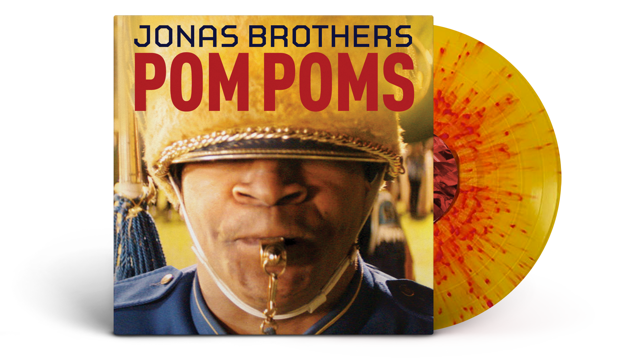 HOLIDAY BUNDLE: Jonas Brothers "V" LP (clear vinyl) + Pom Poms (yellow & red splatter vinyl) 10 inch single!
